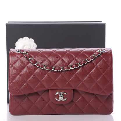 Chanel Caviar Quilted Jumbo Double Flap Dark Red 12 of 12