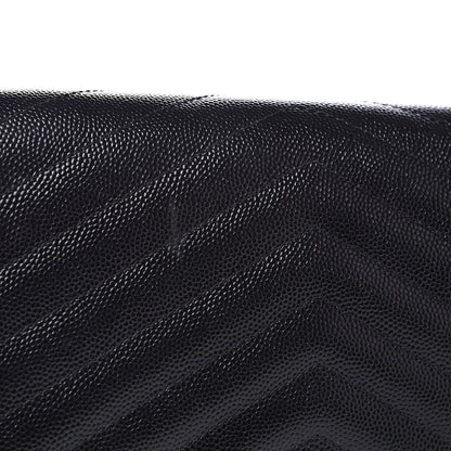 Saint Laurent Grain De Poudre Matelasse Chevron Small Monogram Chain Wallet Black 8 of 8