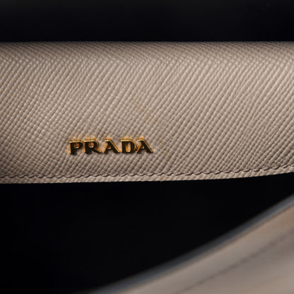 Prada Saffiano Cuir Small Double Bag Cammeo Black 9 of 11