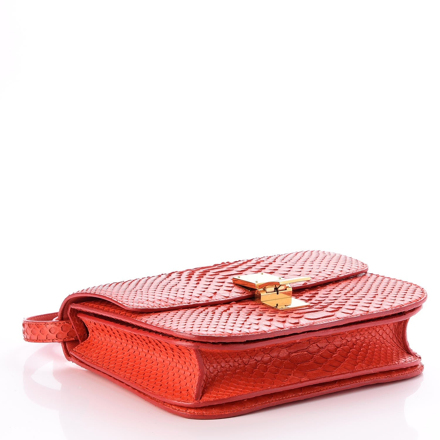 Celine Python Medium Classic Box Flap Bag Red 10 of 12
