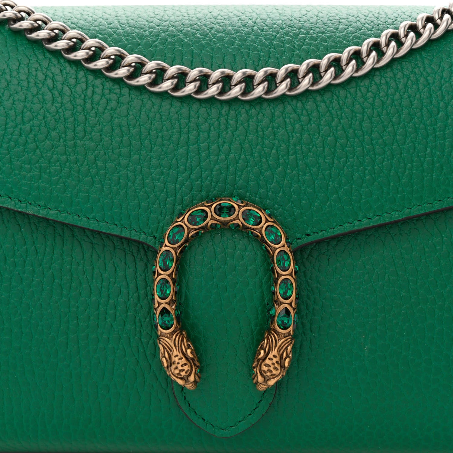 Gucci Calfskin Mini Dionysus Chain Wallet Emerald 8 of 11