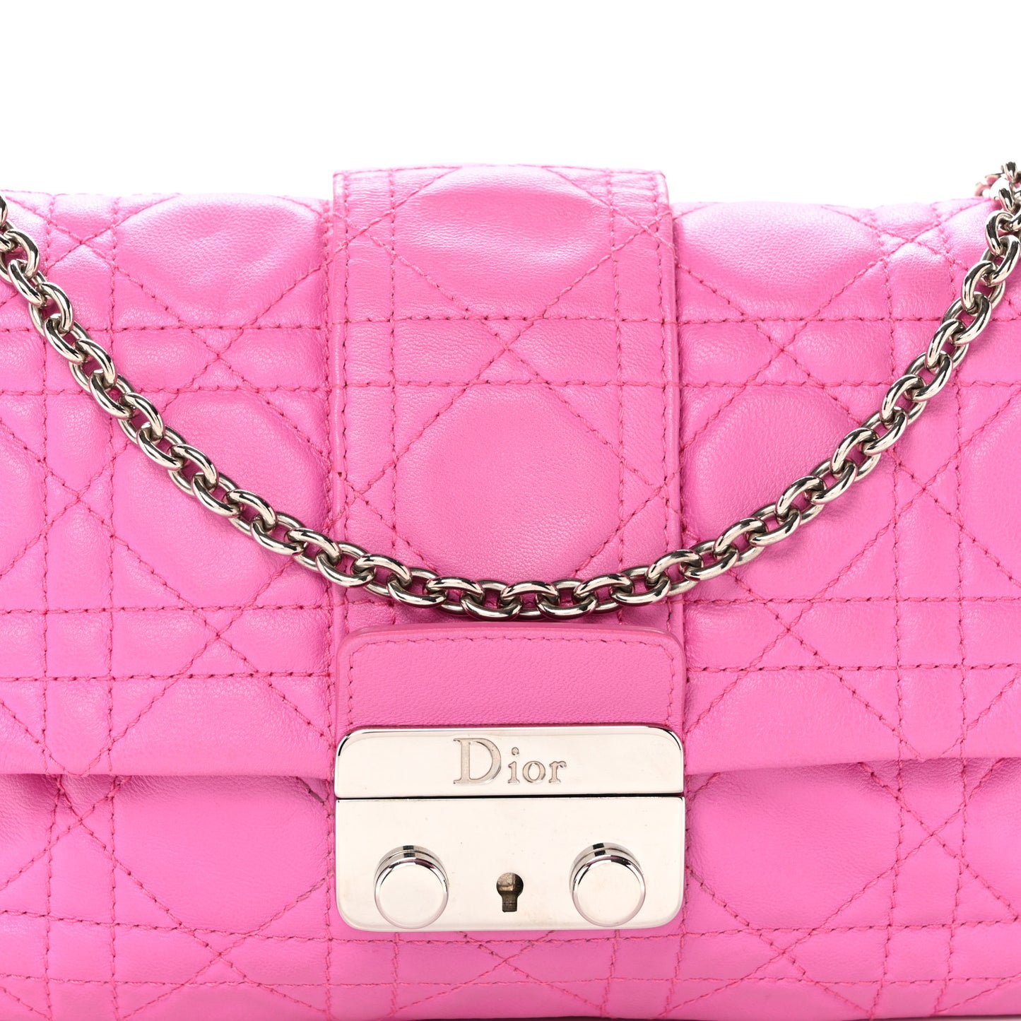 Lambskin Cannage Miss Dior Promenade Pouch Fuchsia