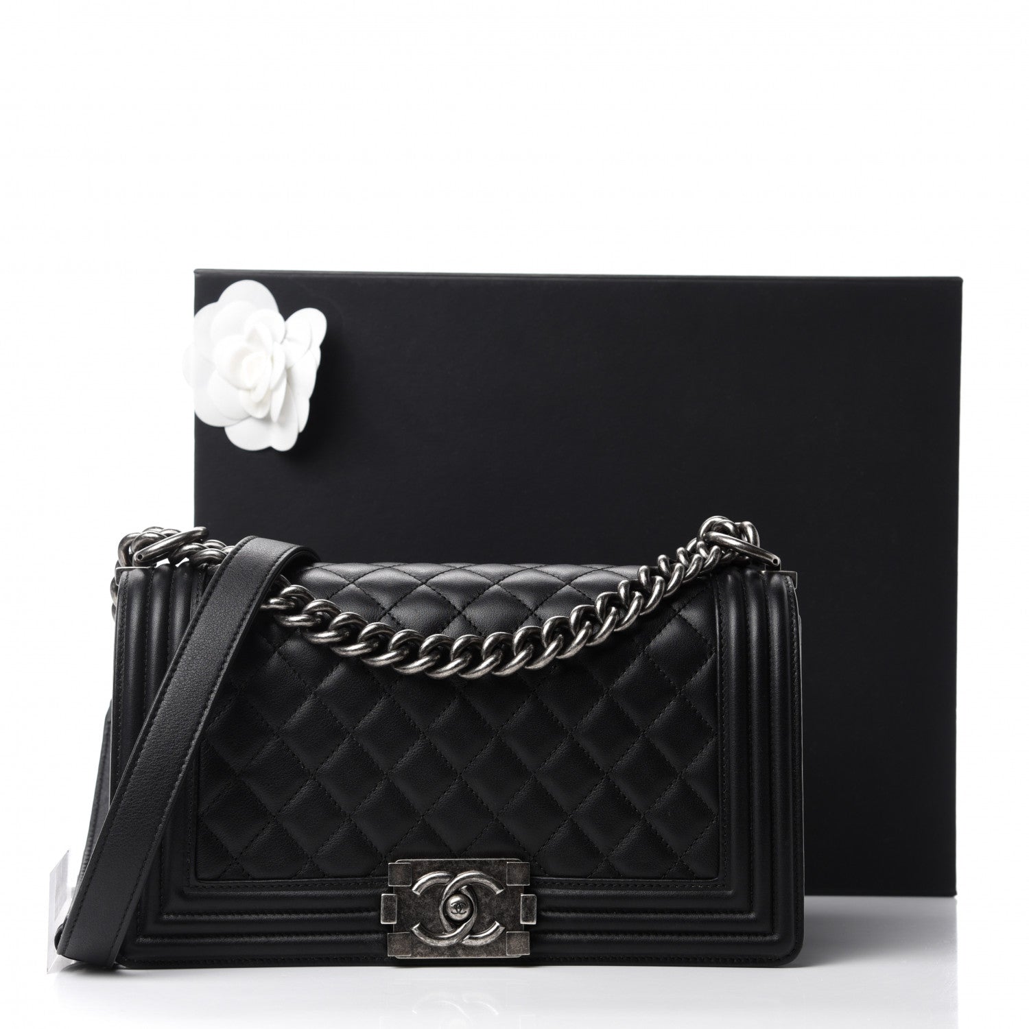 Chanel Calfskin Quilted Medium Boy Flap Black 11 of 11