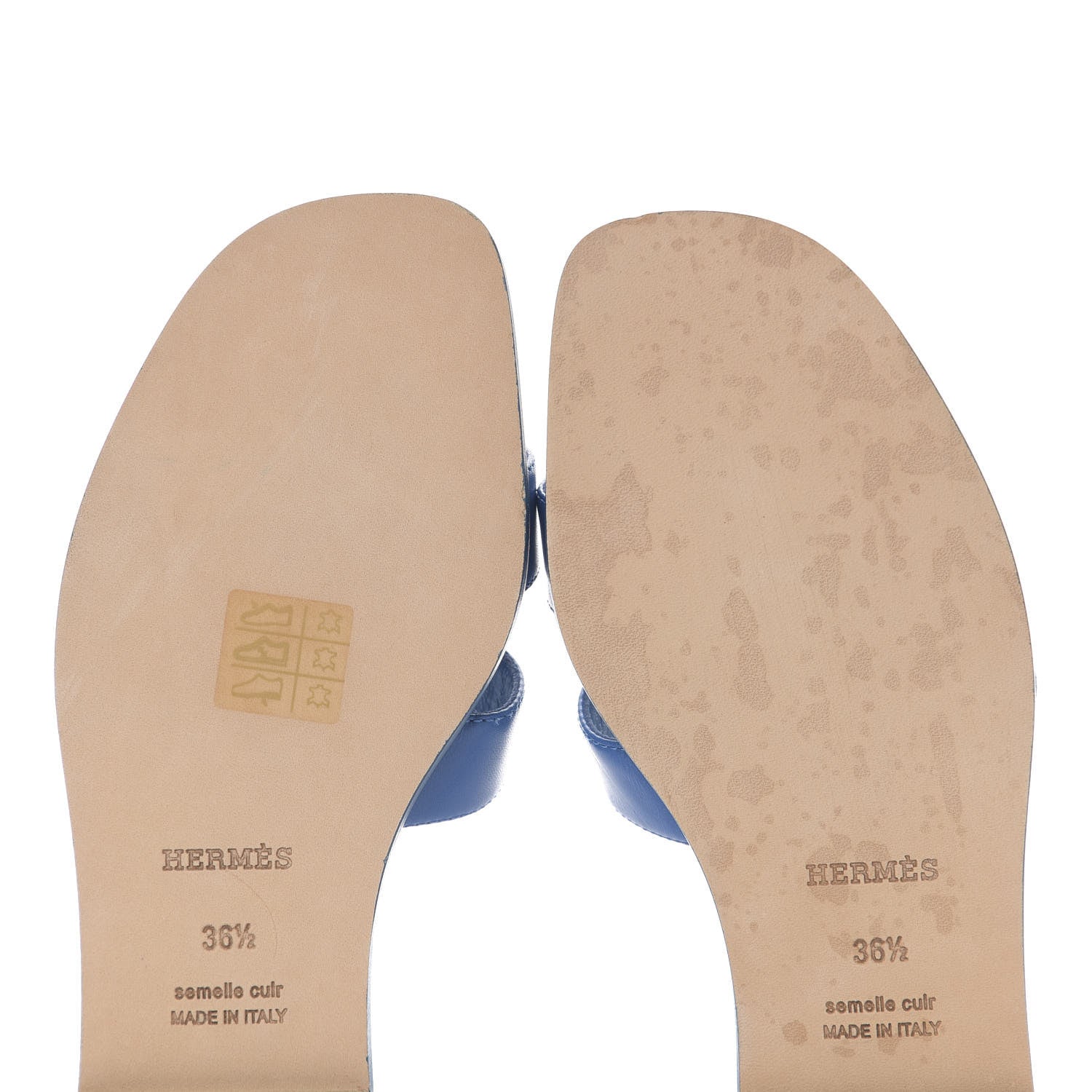 Hermes Calfskin Oran Sandals 36.5 Bleu De Chine 8 of 8
