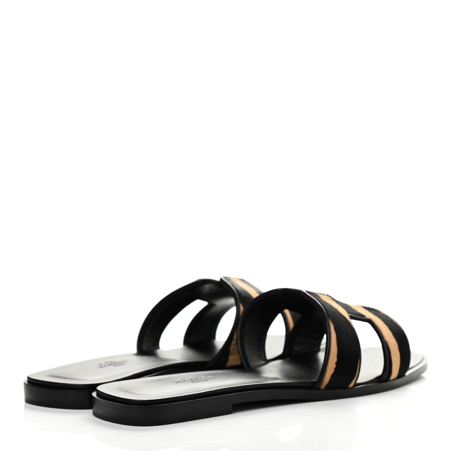 Hermes Horse Hair Zebra Print Oran Sandals 41 Black 4 of 8