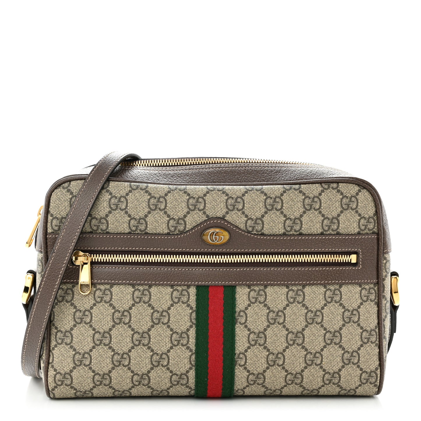 GG Supreme Monogram Web Small Ophidia Shoulder Bag Brown
