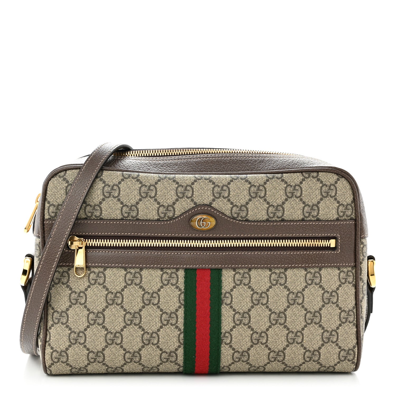Gucci GG Supreme Monogram Web Small Ophidia Shoulder Bag Brown 1 of 10