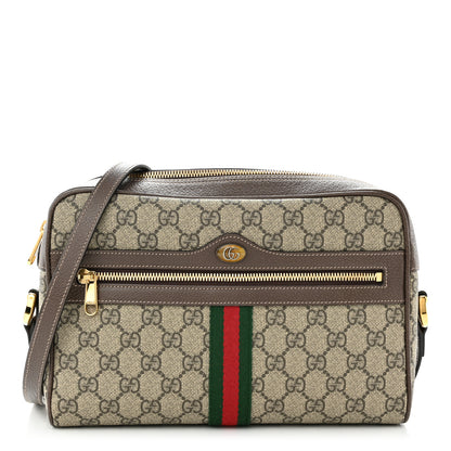 Gucci GG Supreme Monogram Web Small Ophidia Shoulder Bag Brown 1 of 10