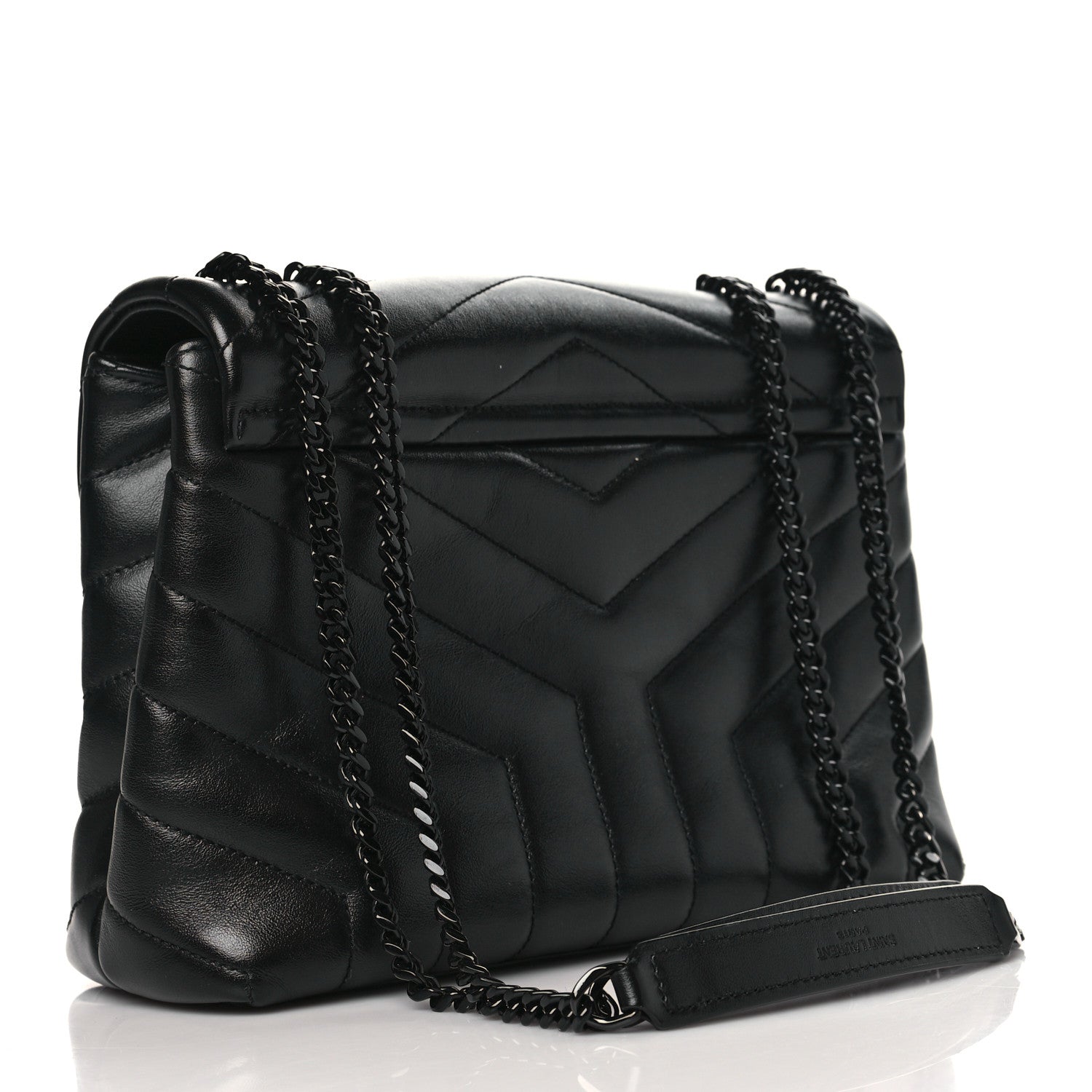 Saint Laurent Calfskin Y Quilted Monogram Monochrome Small Loulou Chain Satchel Black 2 of 8