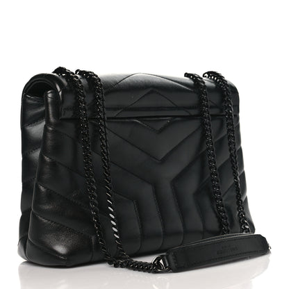 Saint Laurent Calfskin Y Quilted Monogram Monochrome Small Loulou Chain Satchel Black 2 of 8