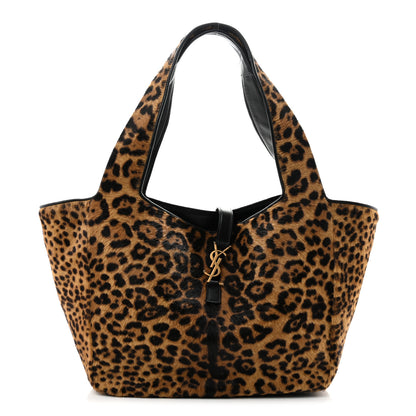 Saint Laurent Pony Hair Nappa Leopard Print Le 5 A 7 Bea Tote Earth Black 1 of 12