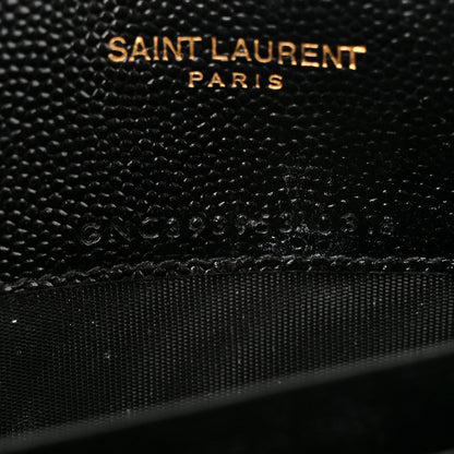 Saint Laurent Grain De Poudre Matelasse Chevron Monogram Envelope Chain Wallet Black 7 of 12