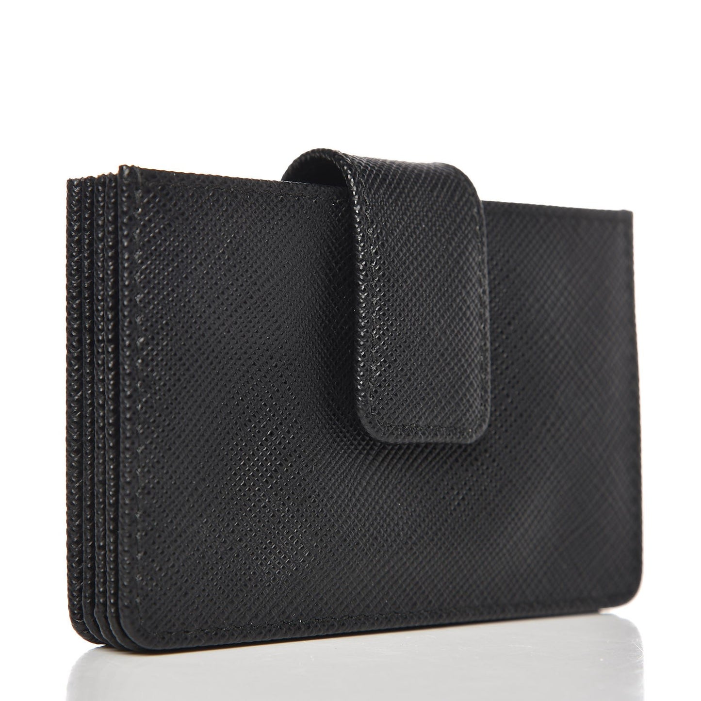 Saffiano Metal Gusseted Card Holder Black