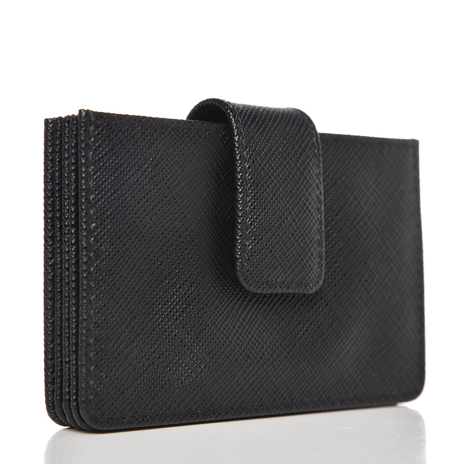 Prada Saffiano Metal Gusseted Card Holder Black 3 of 7