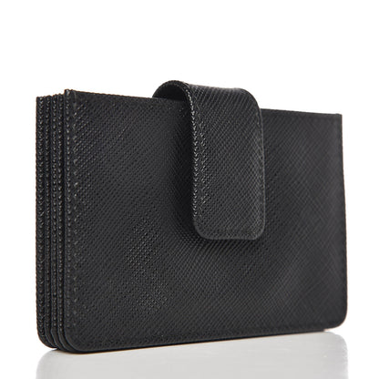 Prada Saffiano Metal Gusseted Card Holder Black 3 of 7