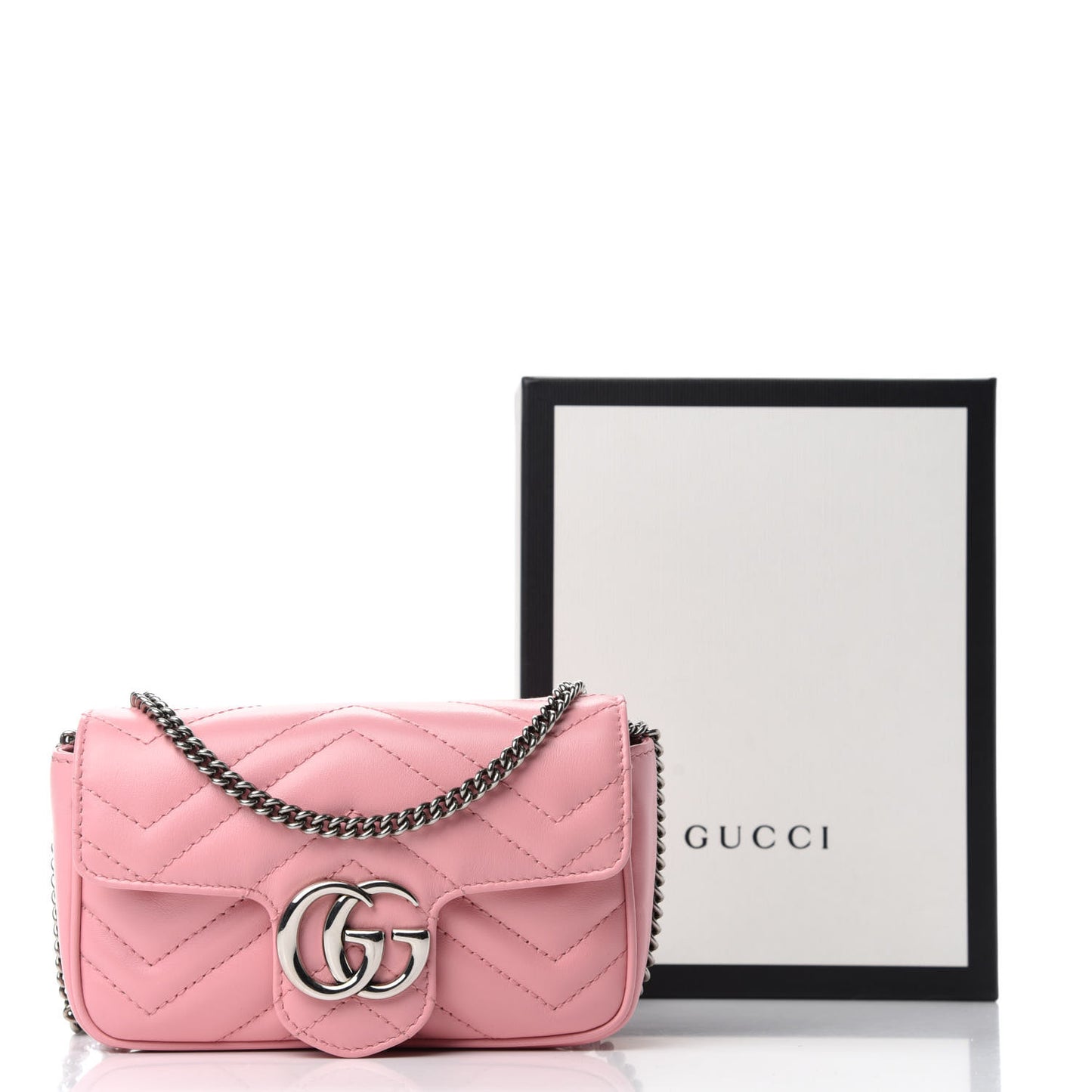 Calfskin Matelasse Super Mini GG Marmont Shoulder Bag Wild Rose