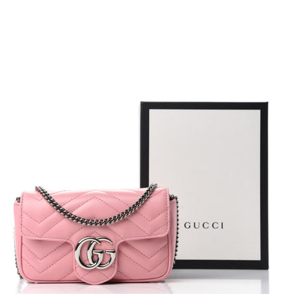 Gucci Calfskin Matelasse Super Mini GG Marmont Shoulder Bag Wild Rose 11 of 11