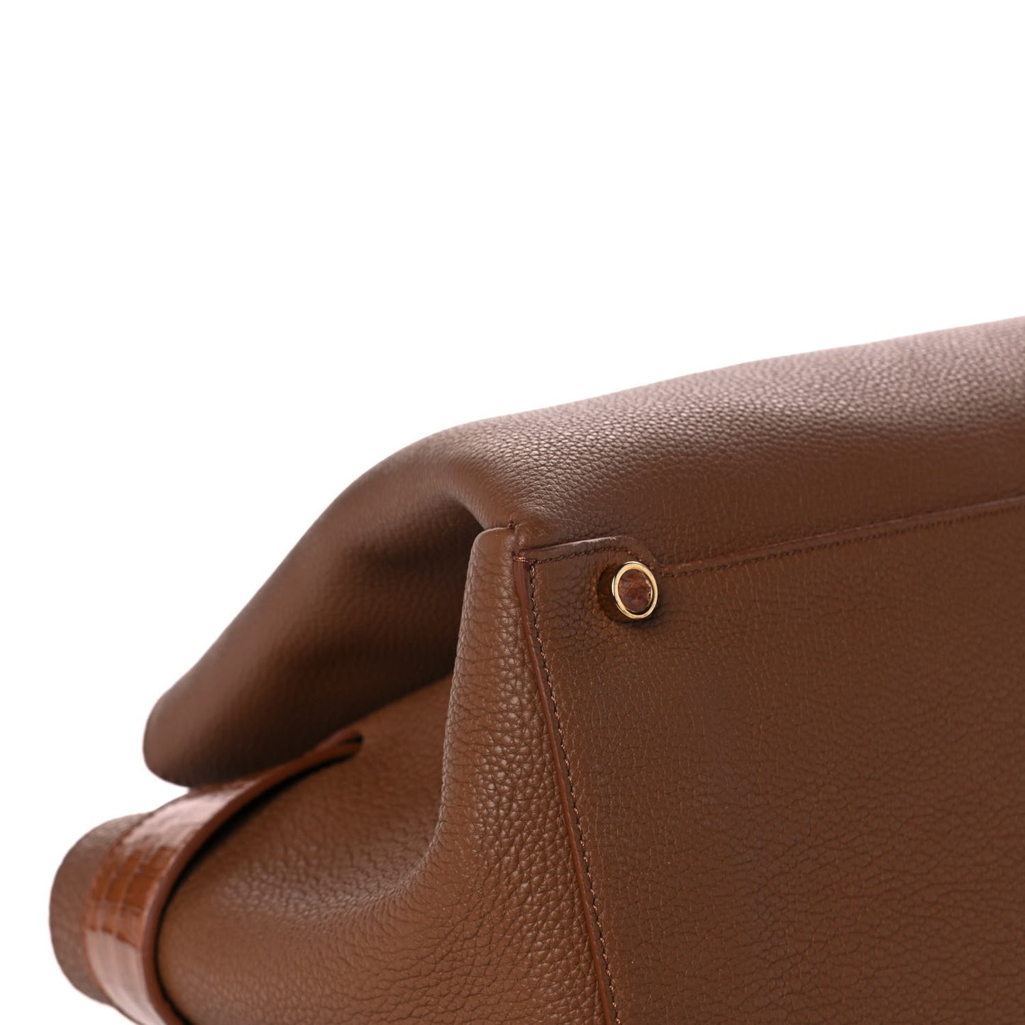 Calfskin Crocodile Cristie Satchel Brown