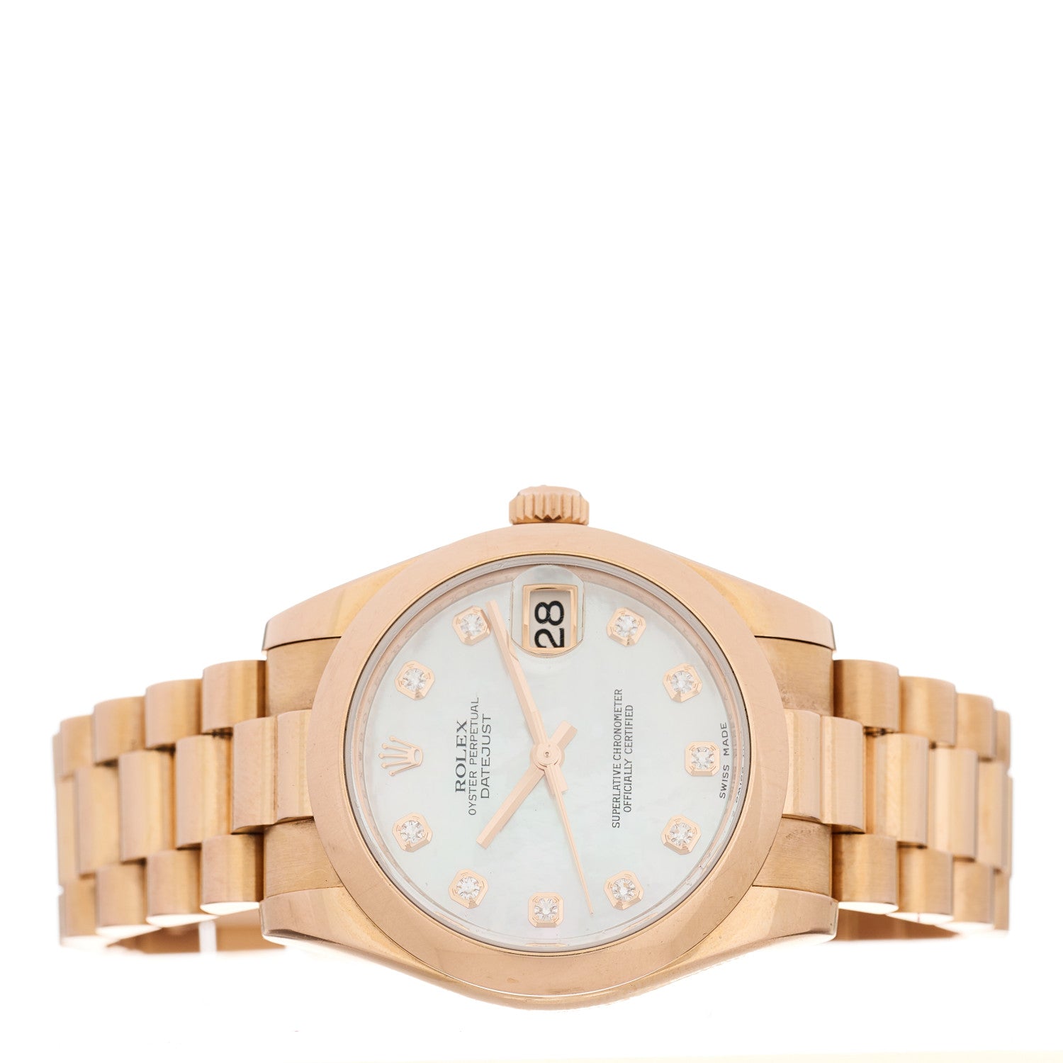 Rolex 18K Everose Gold Diamond Mother of Pearl 31mm Oyster Perpetual Datejust President Watch 178245 2 of 5