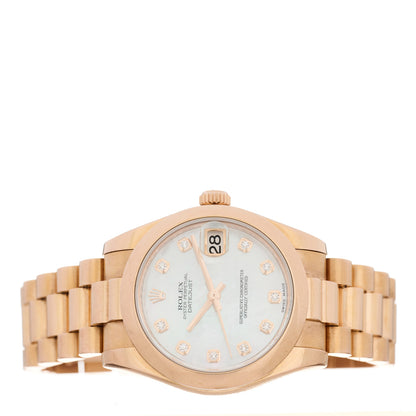 Rolex 18K Everose Gold Diamond Mother of Pearl 31mm Oyster Perpetual Datejust President Watch 178245 2 of 5