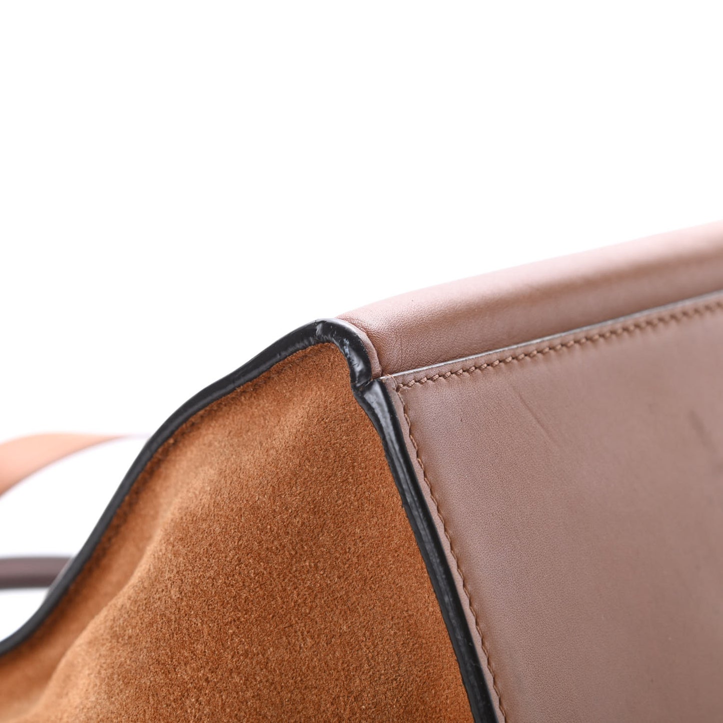 Smooth Calfskin Suede Medium Trapeze Tan