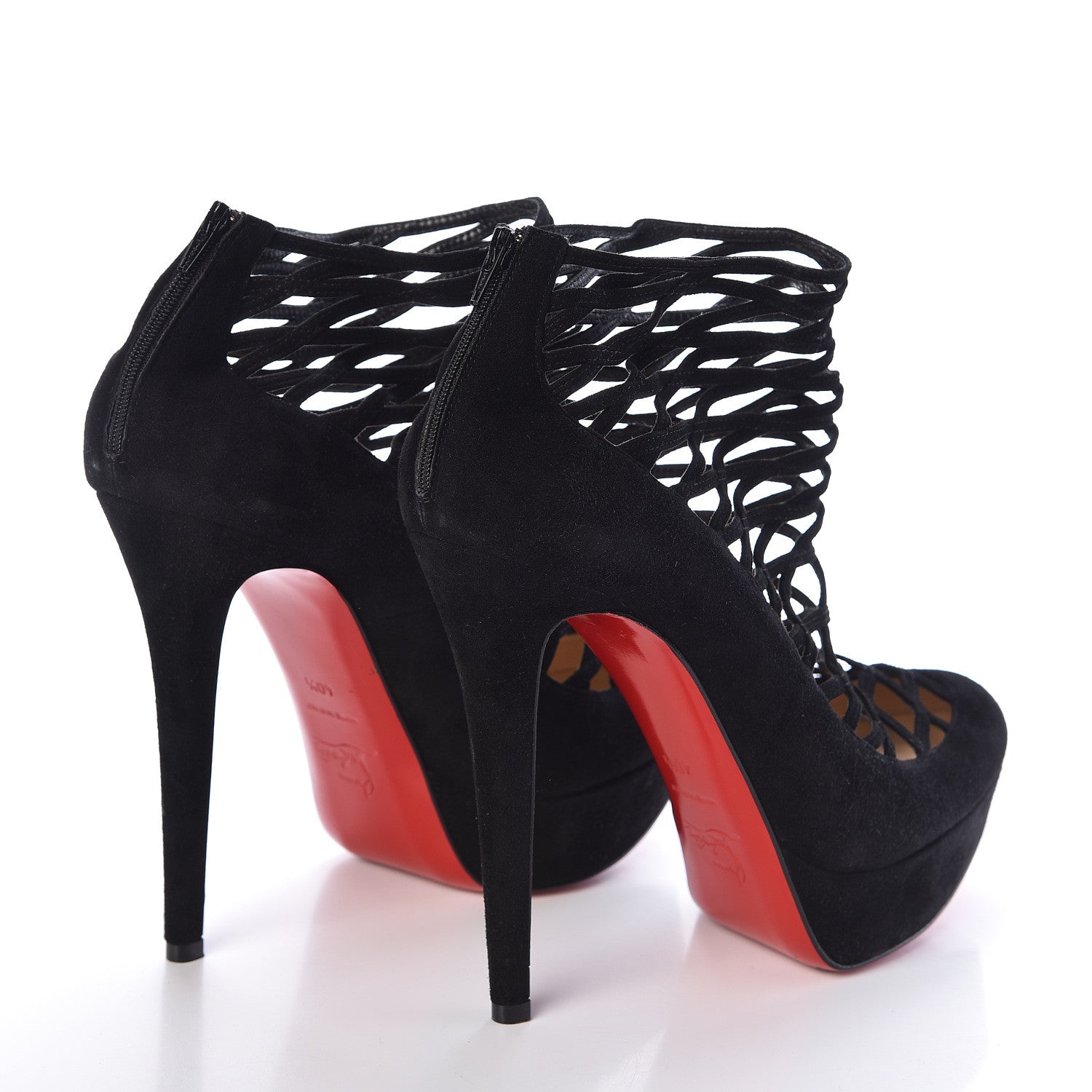 Christian Louboutin Veau Velours Berlinissimo 140 Cage Platform Booties 40.5 Black 4 of 9