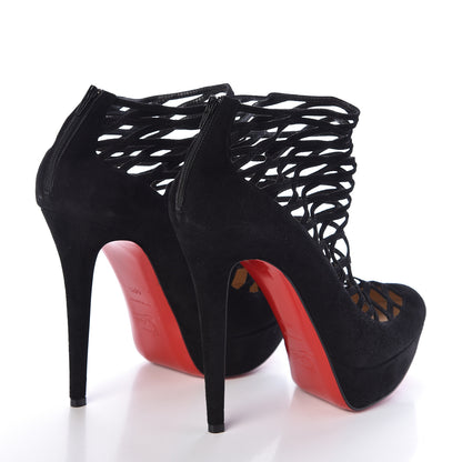 Christian Louboutin Veau Velours Berlinissimo 140 Cage Platform Booties 40.5 Black 4 of 9