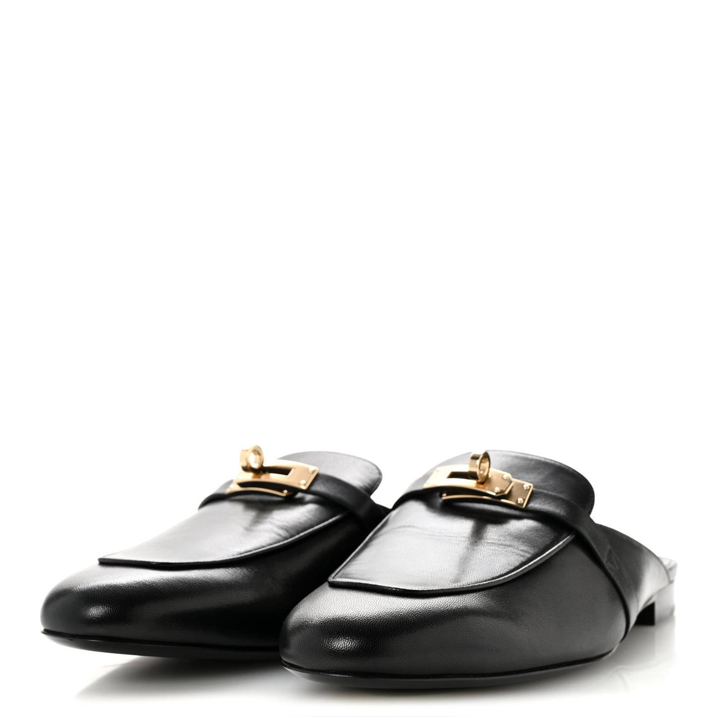 Glazed Calfskin Oz Mules 41 Black