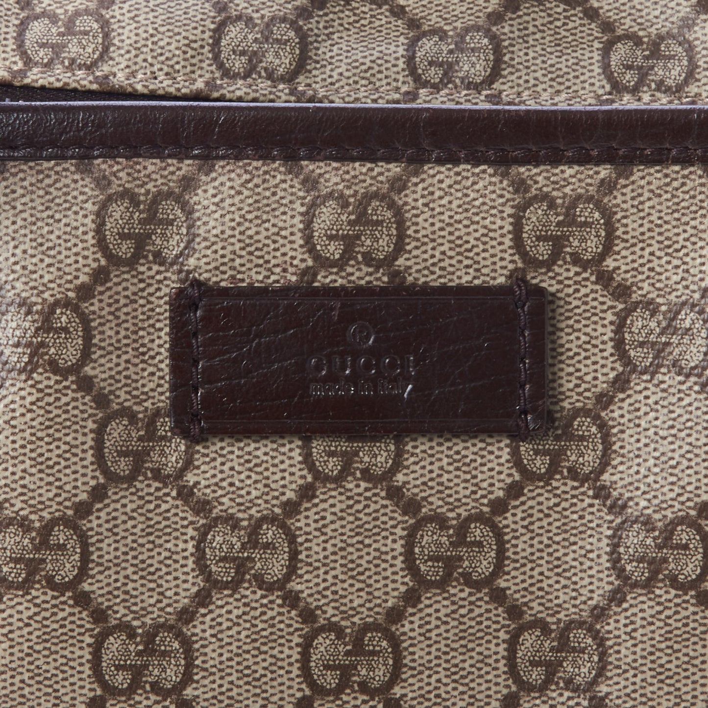 GG Supreme Monogram Medium Zippered Shopping Tote Dark Brown