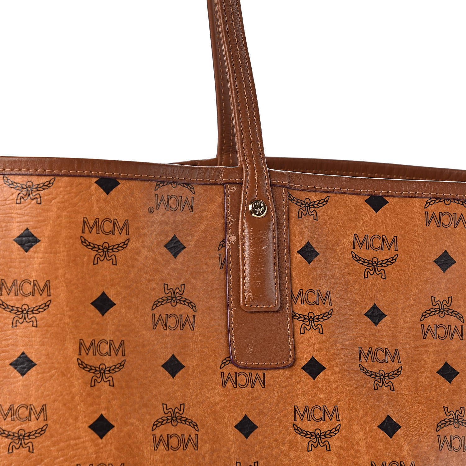 MCM Visetos Large Liz Reversible Shopper Tote Cognac 19 of 23