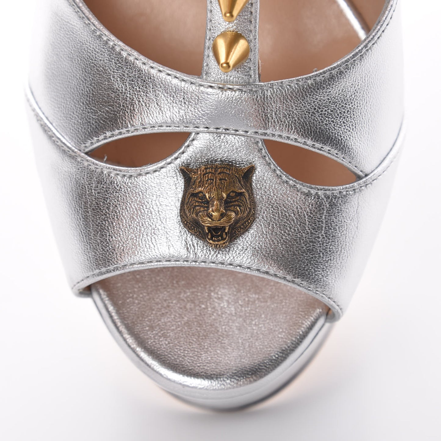 Nappa Silk Angel T-Strap Platform High Heel Sandals 39 Argento