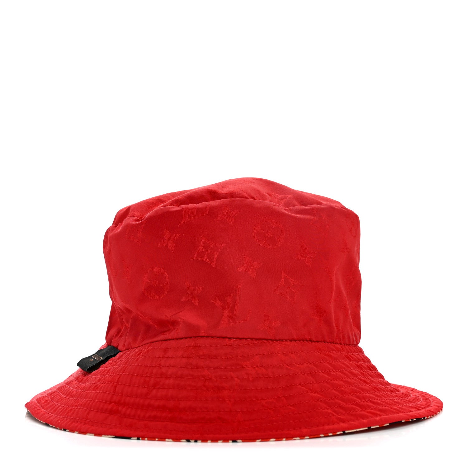 Louis Vuitton Nylon Canvas Monogram Giant Crafty Reversible Bucket Hat M Creme Rouge 9 of 14