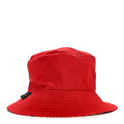 Louis Vuitton Nylon Canvas Monogram Giant Crafty Reversible Bucket Hat M Creme Rouge 9 of 14