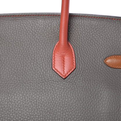 Hermes Taurillon Clemence Arlequin Birkin 35 Orange Sanguine Gold Bleu Lin Bleu Hydra Etain 28 of 35