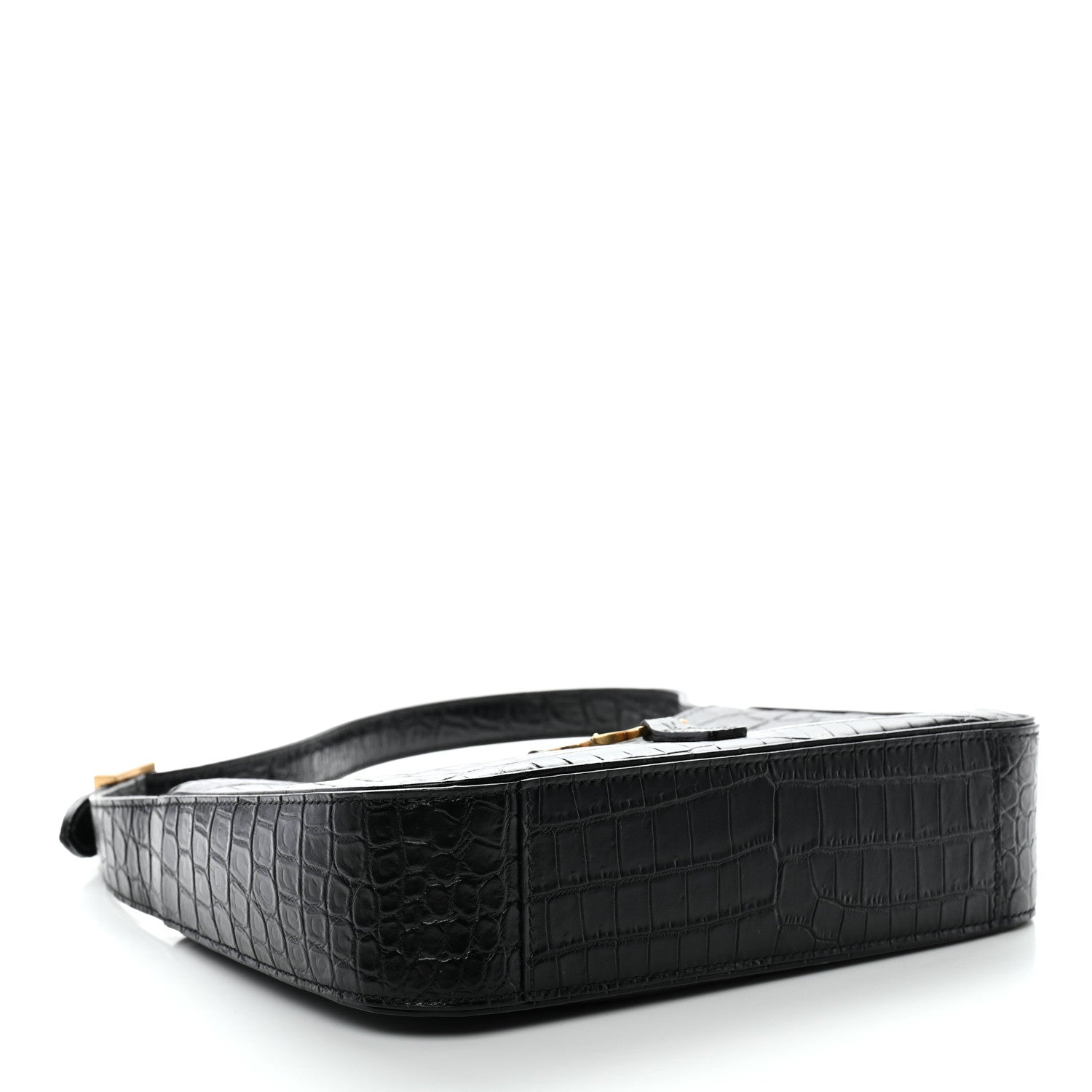 Saint Laurent Calfskin Crocodile Embossed LE 5 A 7 Hobo Black 3 of 11
