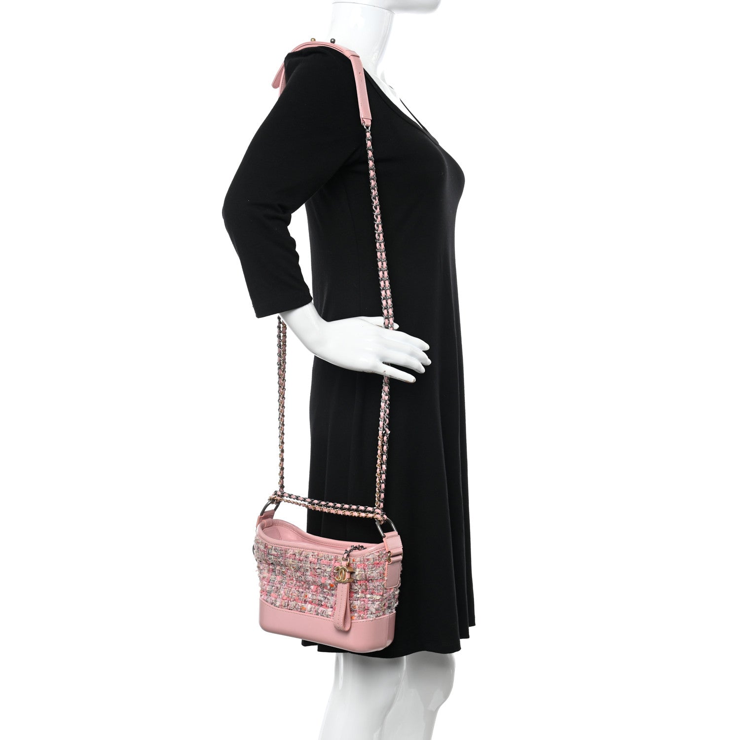 Chanel Tweed Calfskin Small Gabrielle Hobo Light Pink 2 of 10