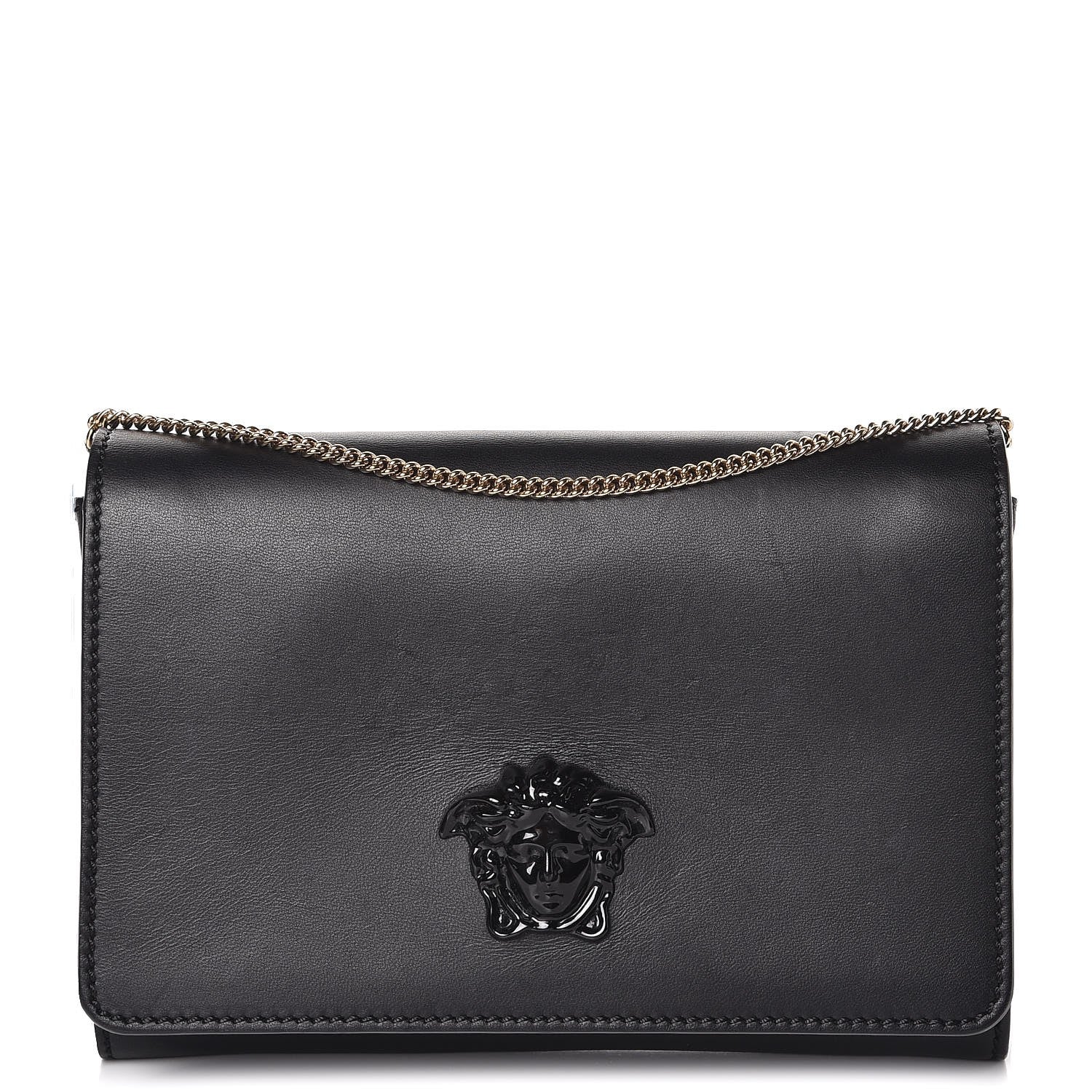 Versace Calfskin Palazzo Chain Evening Bag Black 1 of 15