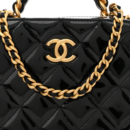 Chanel Patent Quilted Top Handle Small Vanity Case Black 7 of 9