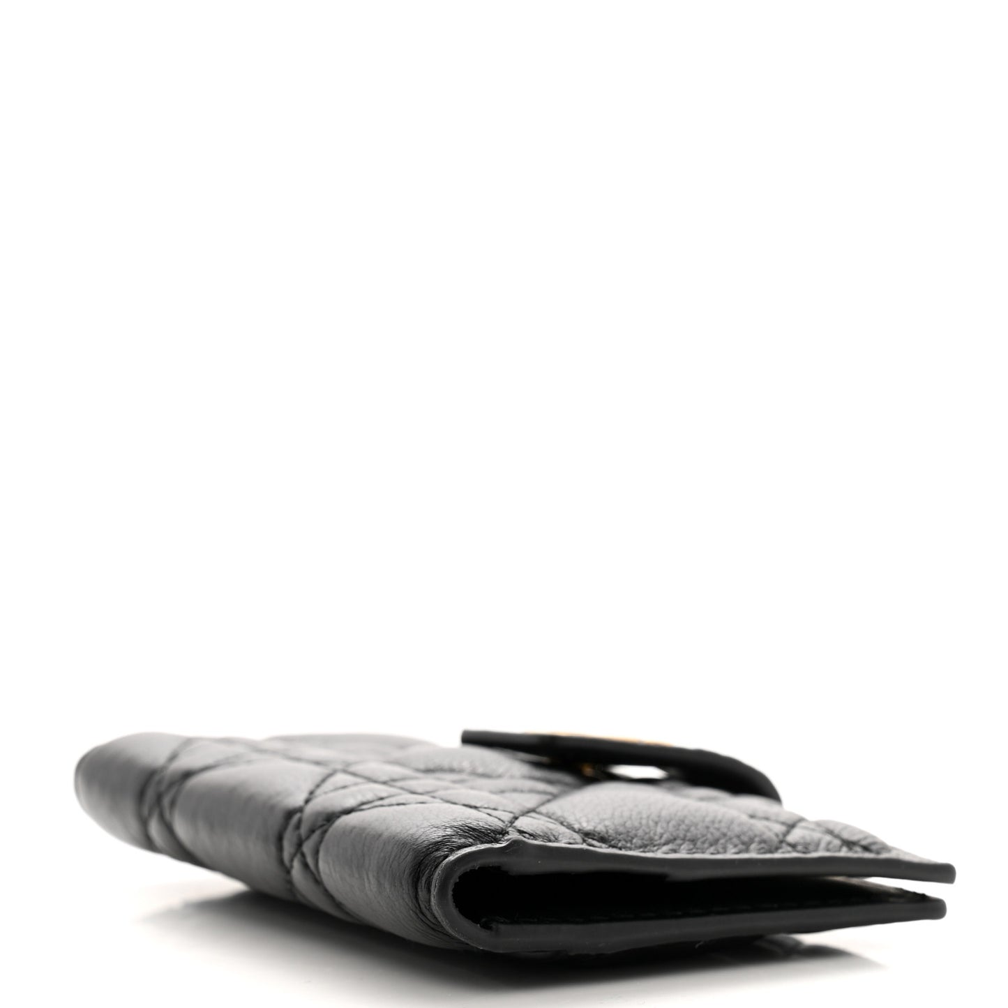 Supple Calfskin Cannage Caro Dandelion Card Holder Black