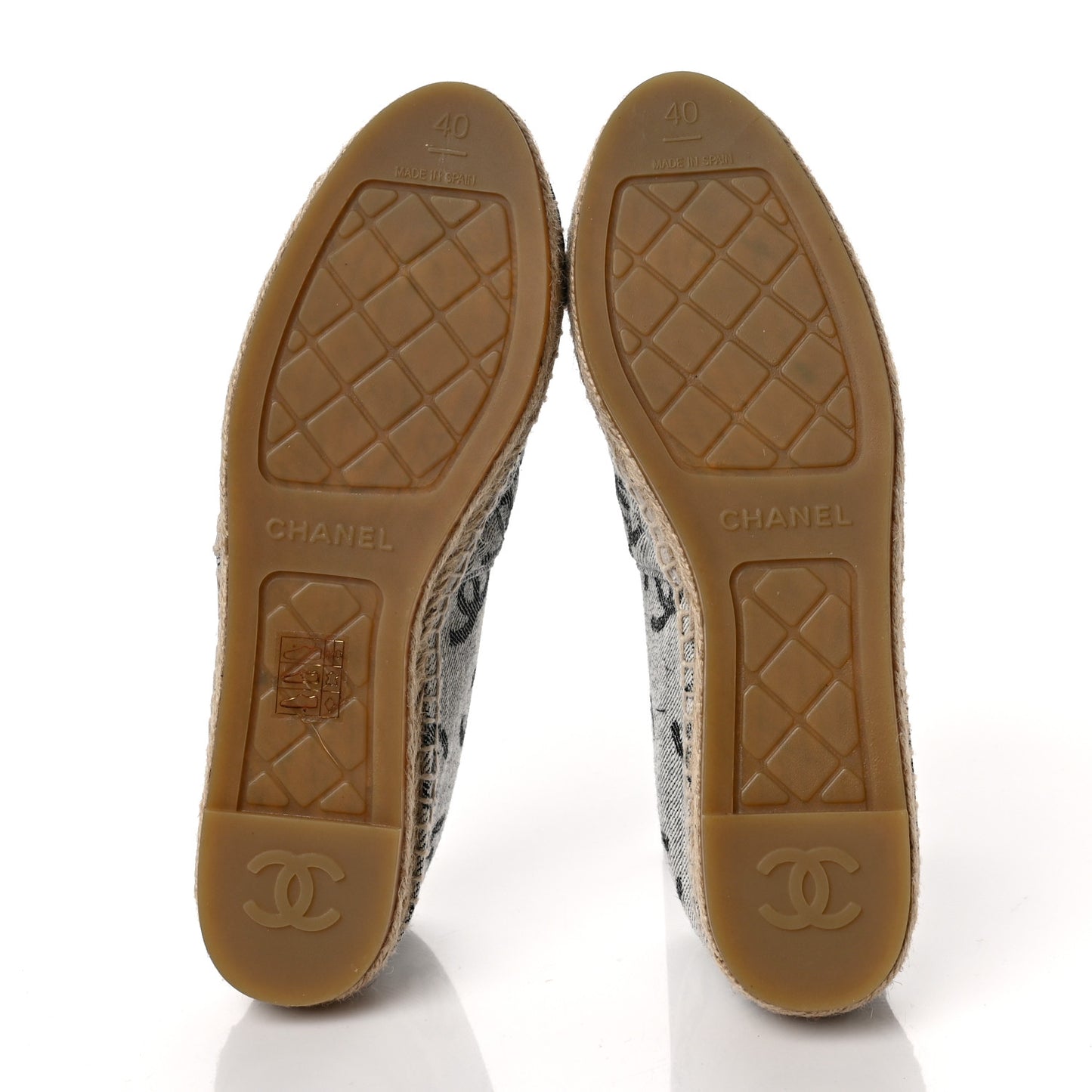 Cotton Jacquard Grosgrain CC Print Espadrilles 40 Grey Black