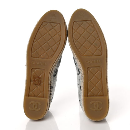 Chanel Cotton Jacquard Grosgrain CC Print Espadrilles 40 Grey Black 5 of 8