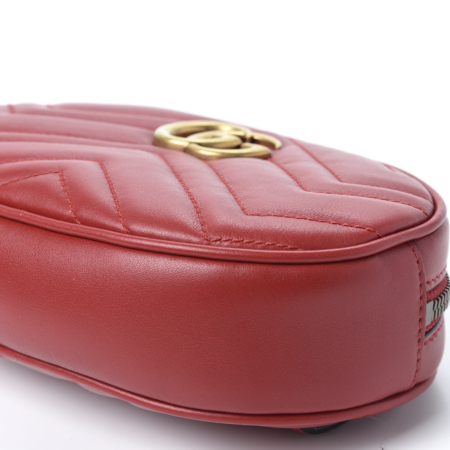 Gucci Calfskin Matelasse GG Marmont Belt Bag 85 34 Hibiscus Red 6 of 10