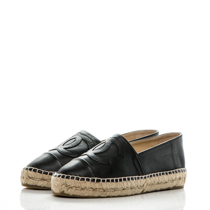 Chanel Lambskin CC Espadrilles 36 Black 3 of 8
