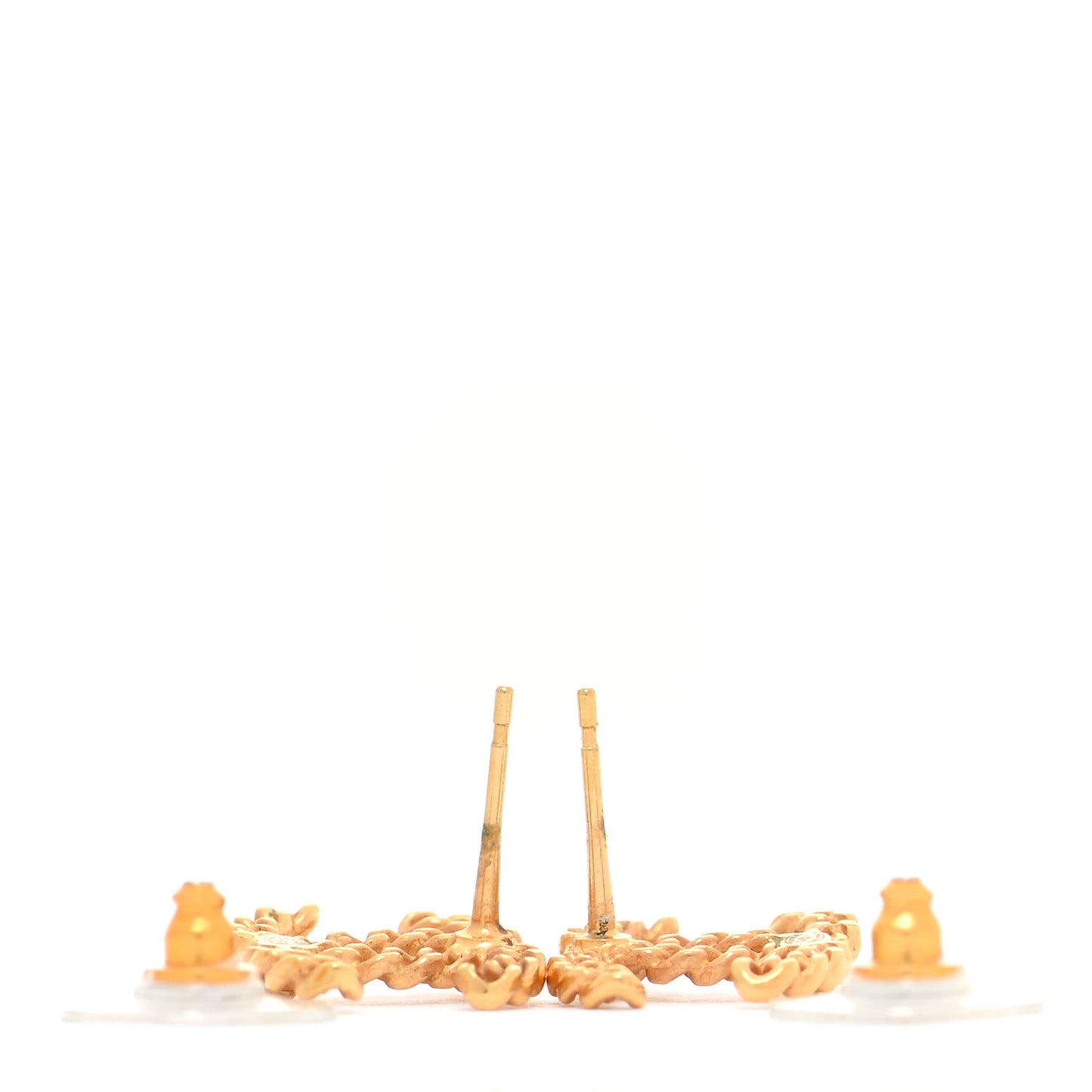 Chain Pearl CC Earrings Gold