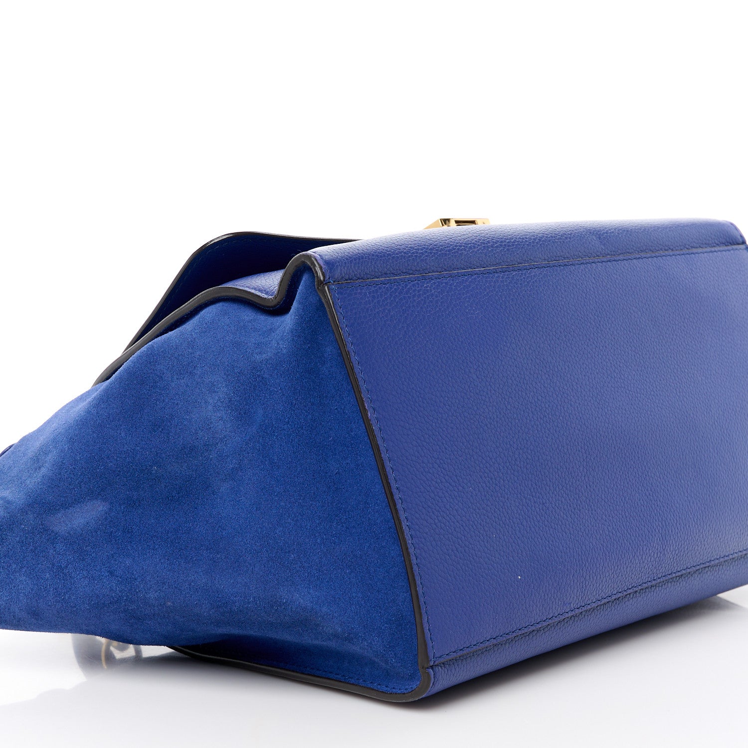 Celine Drummed Calfskin Suede Medium Trapeze Indigo 9 of 12