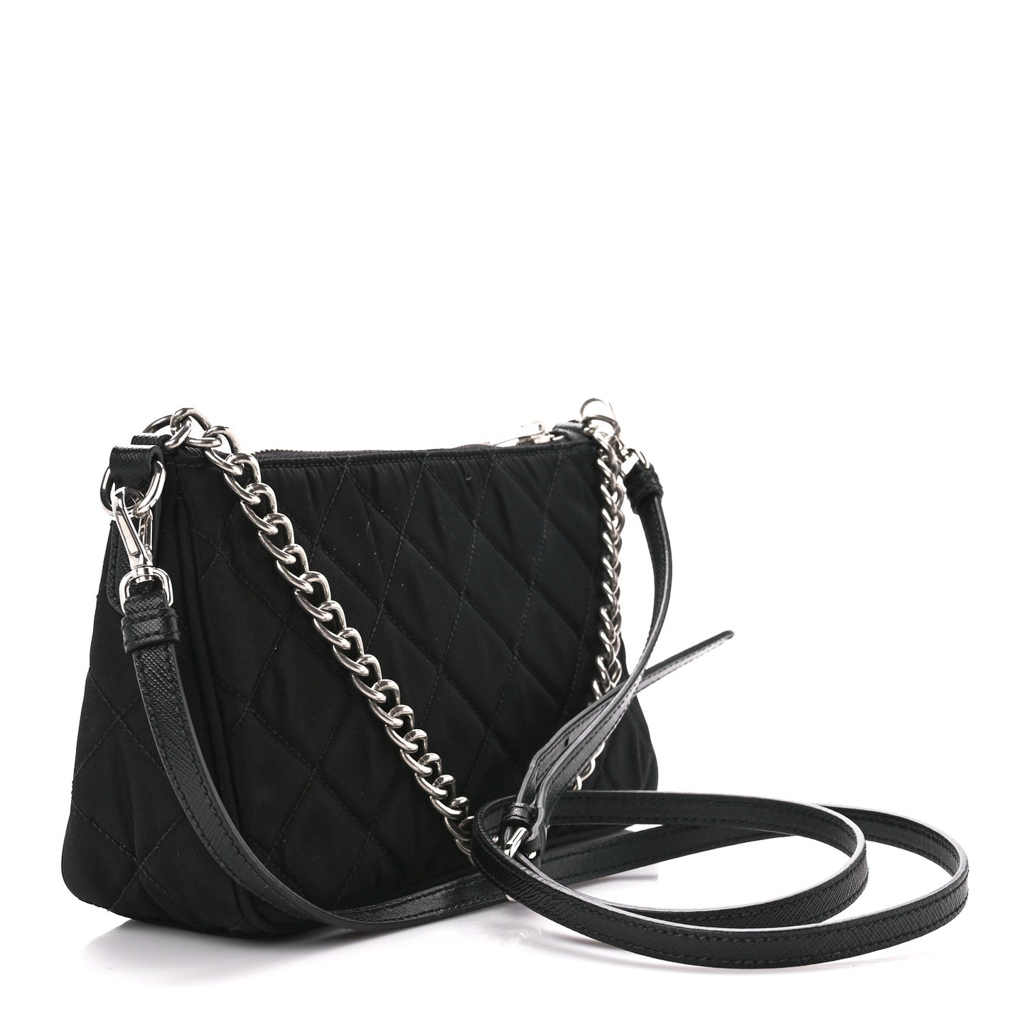 Nylon Tessuto Impuntu Quilted Crossbody Bag Black
