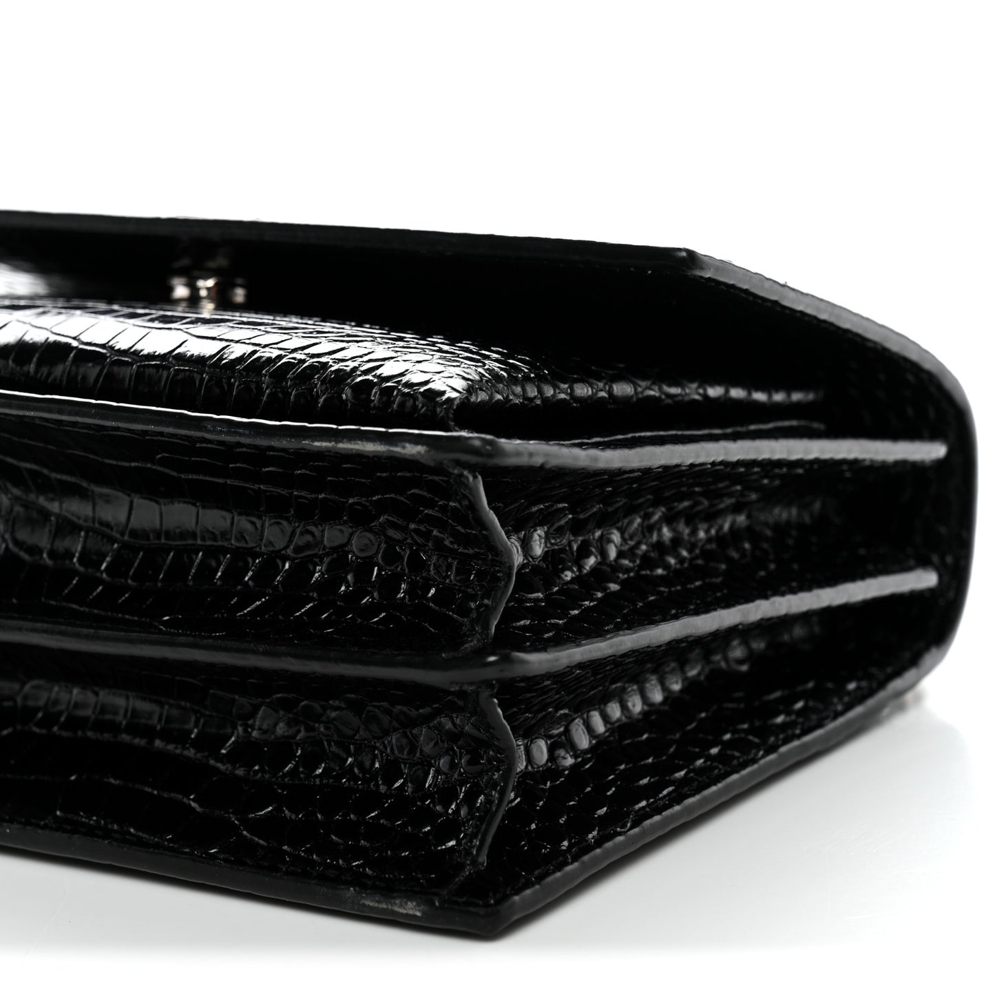 Calfskin Crocodile Embossed Medium Monogram Sunset Black