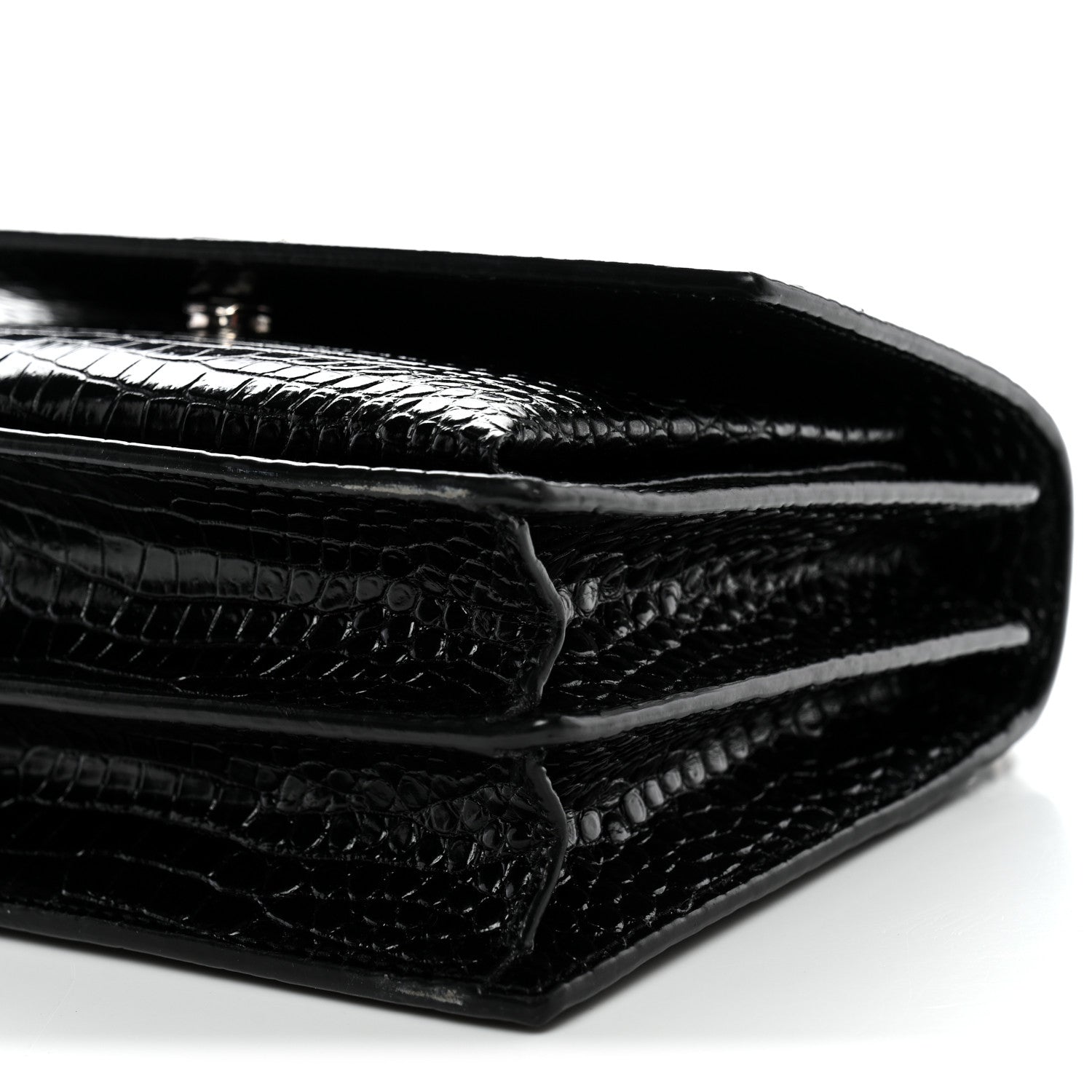 Saint Laurent Calfskin Crocodile Embossed Medium Monogram Sunset Black 10 of 13