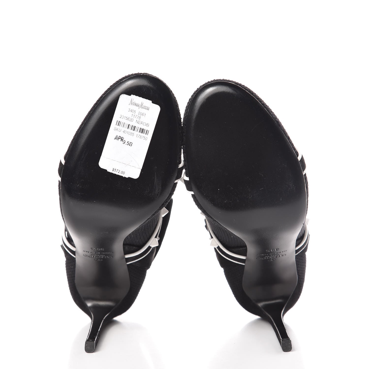 Valentino Garavani Knit Suede Free Rockstud Bodytech 105mm Ankle Boots 39.5 Black Optic White 7 of 15