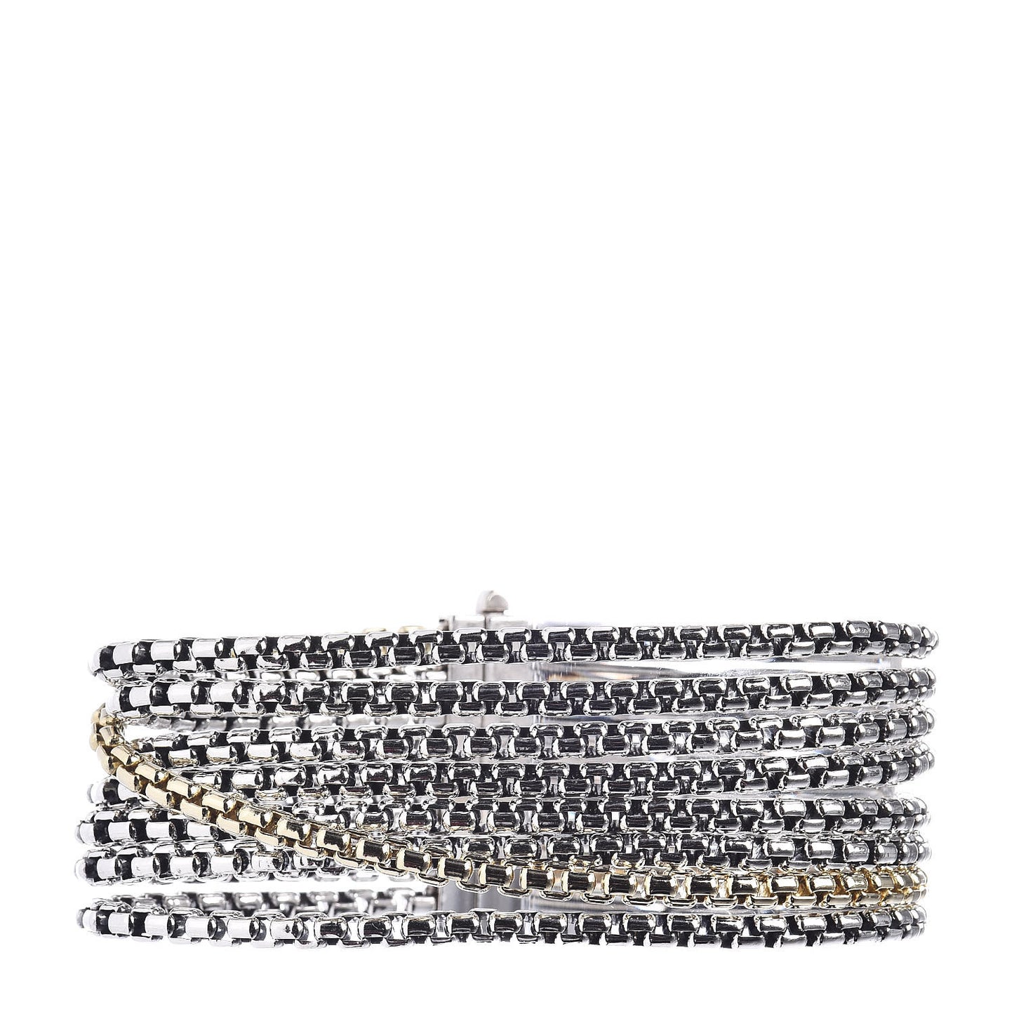 Sterling Silver 18K Yellow Gold Eight-Row Box Chain Bracelet